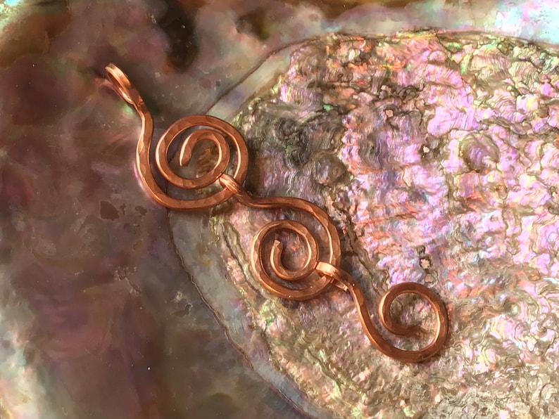 New Spiral Copper Pendant Necklace Goddess Handmade Large Huge Minimalist Unique Geometric circles 3 divine art healing ascension
