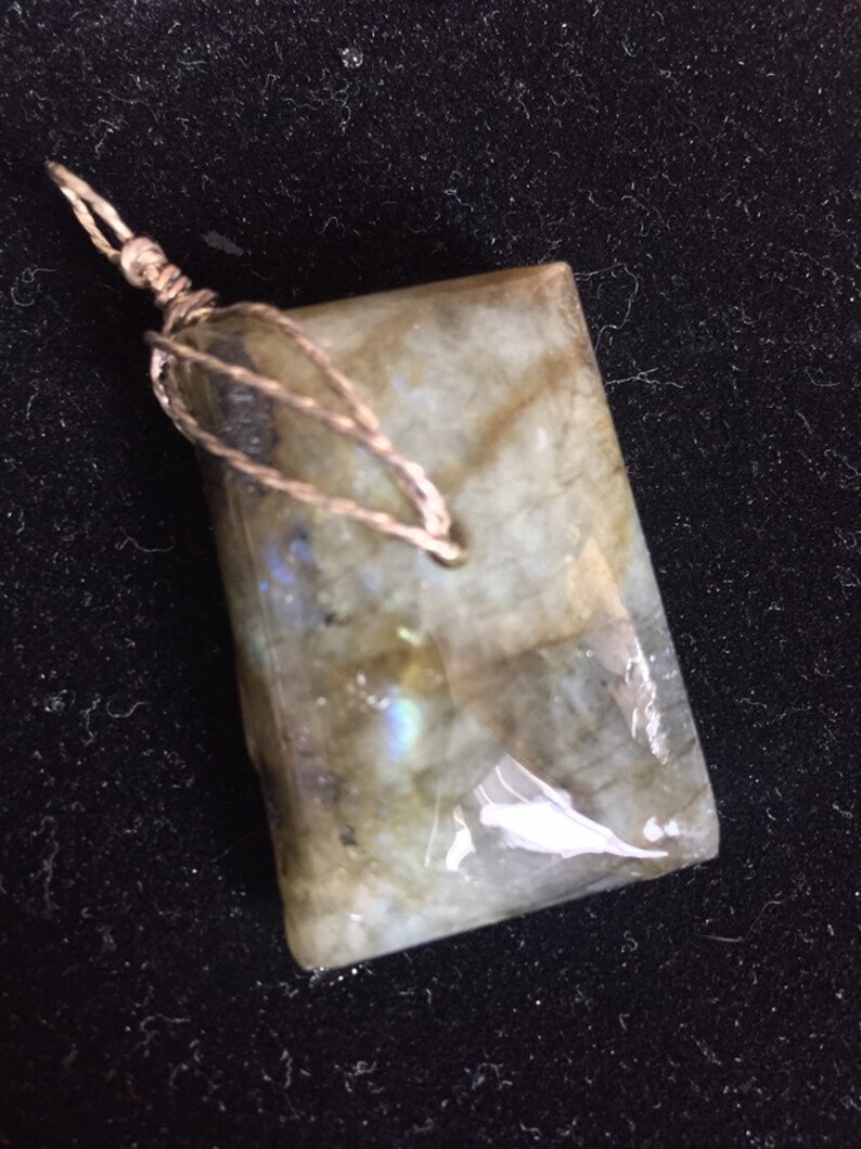 Sterling Silver Labradorite Large Pendant Necklace Handmade USA geometric symbol minimalist jewelry one of a kind