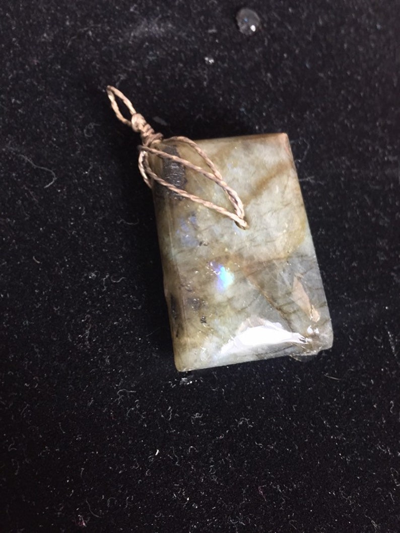 Sterling Silver Labradorite Large Pendant Necklace Handmade USA geometric symbol minimalist jewelry one of a kind