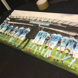 Manchester City mcfc 18/19 Guardiola's Blue & White Army champions Canvas image 4