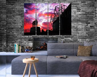 Manchester United Holy Trinity Canvas 4 Piece Design George Best, Old Trafford