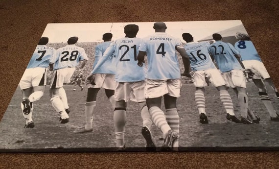 Tableau Toile Unique - Logo Maillot Manchester City - Neuf Avec Étiquettes