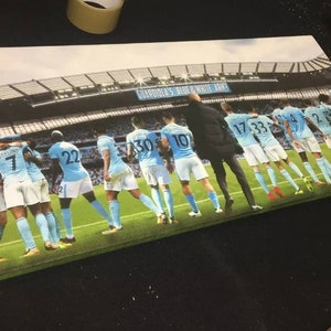 Manchester City mcfc 18/19 Guardiola's Blue & White Army champions Canvas image 3