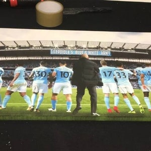 Manchester City mcfc 18/19 Guardiola's Blue & White Army champions Canvas image 2