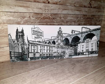 Stockport Skyline Canvas Sketch Home of The Blossoms canvas