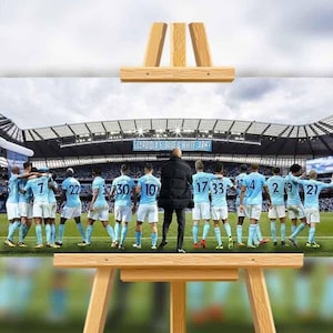 Manchester City mcfc 18/19 Guardiola's Blue & White Army champions Canvas image 1