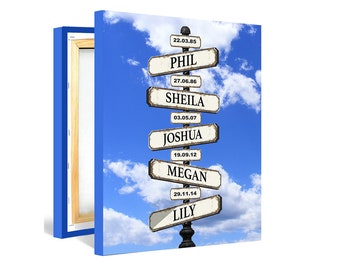 Personalised Custom Name Intersection Sign Canvas Print, Vintage Street Sign, Gift for Anniversaries Weddings Mothers Day etc