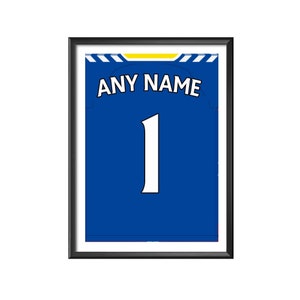 Everton 2021/22 Football Shirt Print / Canvas Print - Personalised Any Name Any Number, Everton Football Club