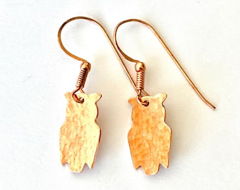 Carved Jasper and Electroformed Copper Jasper Owl Earrings 2 Length Niobium Ear Wires