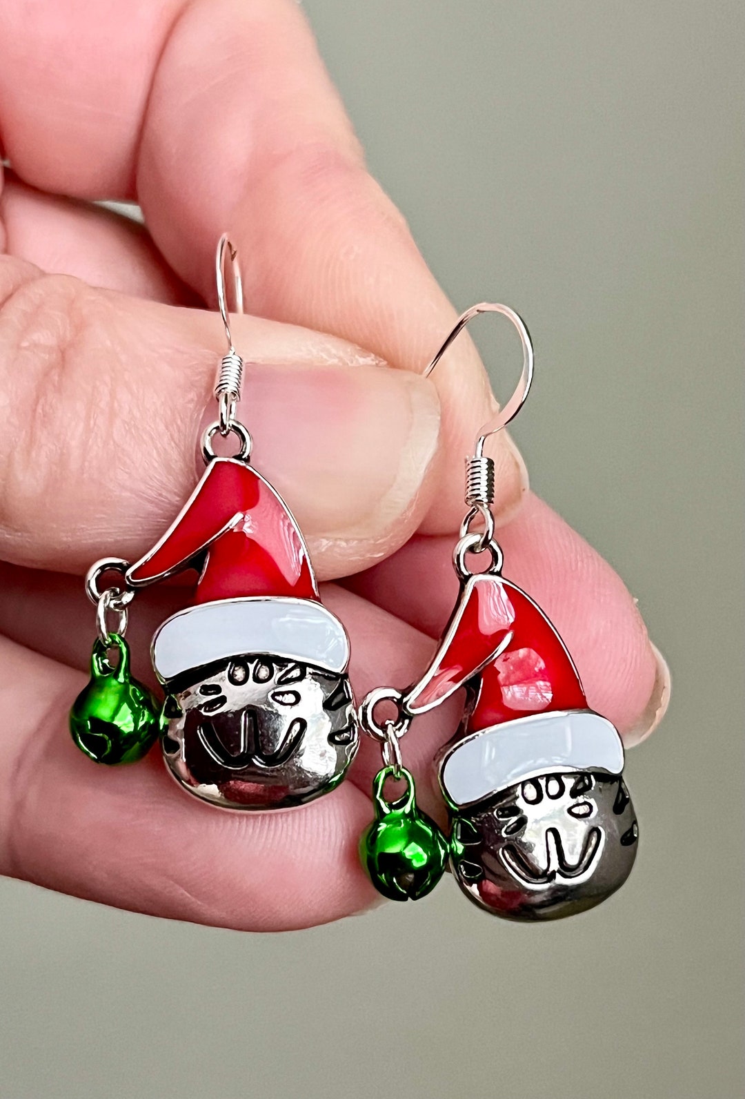 Jingle Bell Cats Christmas Earrings Cat Holiday Jingle Bells Etsy