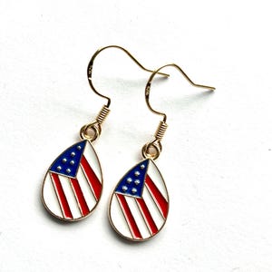 American flag earrings, teardrop patriotic earrings, US flag drop earrings, July 4 earrings