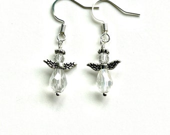 Angel earrings, Christmas angel earrings, Sparkly angel earrings, Christian gift, angel gift