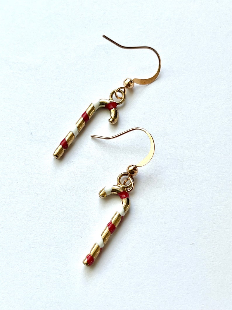 Raspberry Candy Cane Earrings main image 1