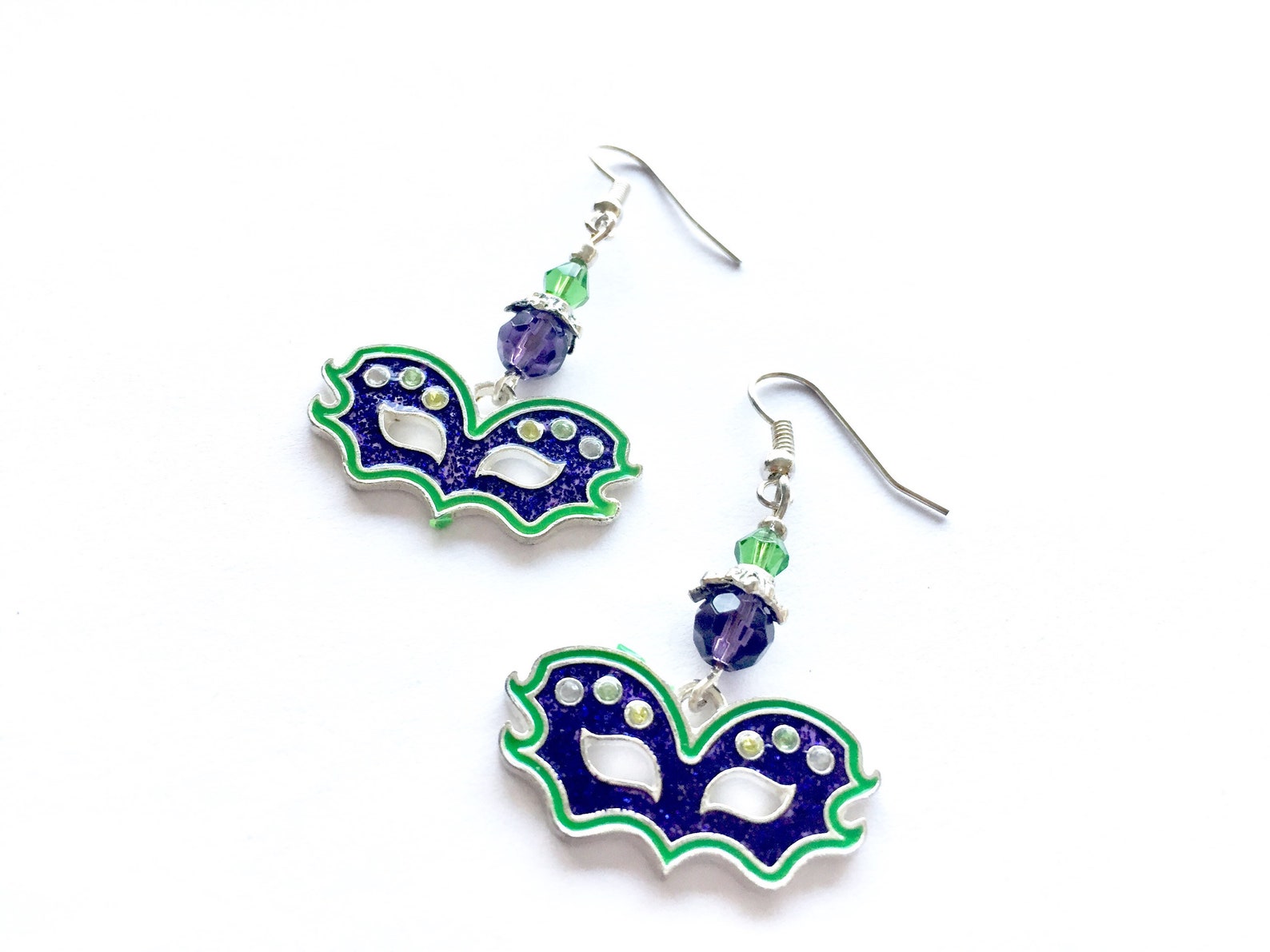 Mardi Gras earrings Mardi Gras mask earrings faceted glass Etsy.de