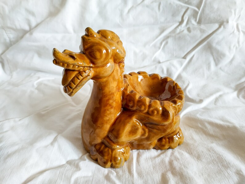Vintage Ceramic dragon ashtray 1970 Etsy