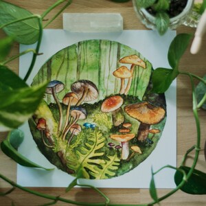 Watercolour • Mushrooms Woods • SQUARE PRINT 21CM