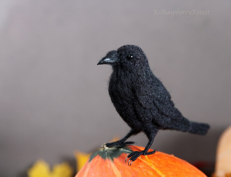 Needle felted Common raven Northern raven  Black raven image 0