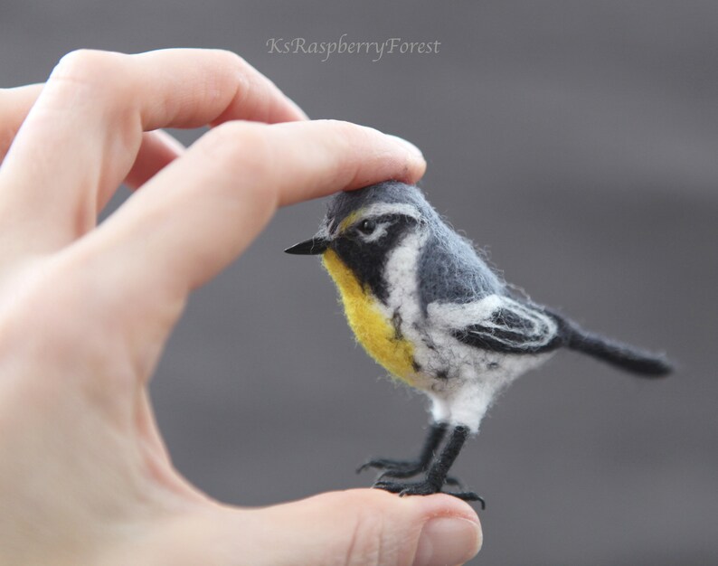 Felted Yellow-throated warbler bird   Needle felted Bird  image 5