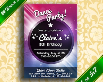 Dance Party Invitation, Dance Party Birthday Invitation, Dance Party Invite, Disco Party Invitation, Disco Party Invite