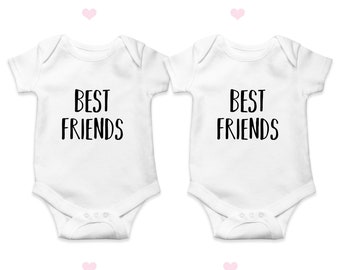 Best Friends Babygrow, Baby Announcement, Twins Baby Set, Baby Shower, Personalised, Unisex