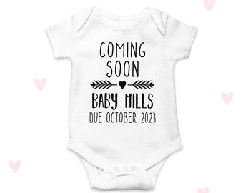 Coming Soon Baby Announcement Baby Grow Baby Shower Gifts Personalised