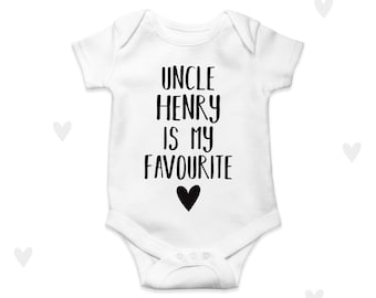 Favourite Uncle Babygrow, Baby Announcement, Baby Shower, Personalised Baby Bodysuit, Unisex