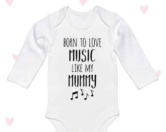 Body de bebé para mamá músico: body de algodón de manga larga con estampado de músico.