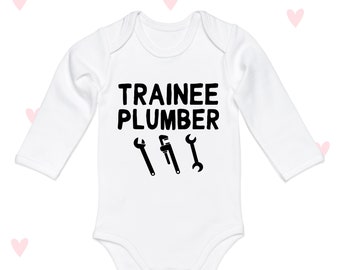 Trainee Plumber Baby Grow Long Sleeve Mini Me Apprentice Baby