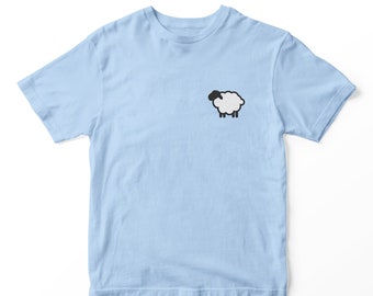 Sheep Kids T-shirt Boys Girls Farm Lamb Cute Embroidered Gifts