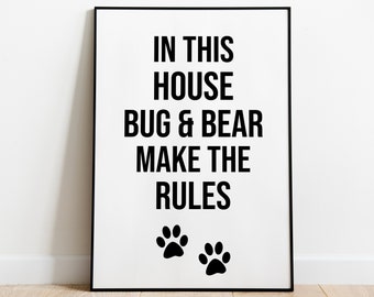 Personalisierter Haustierdruck Hund Katze Home Decor Wandkunst