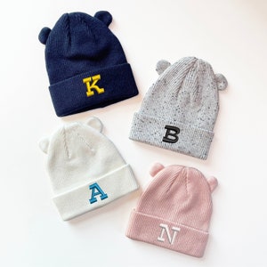 Gorro de invierno personalizado con iniciales para bebé, regalo para baby shower, unisex