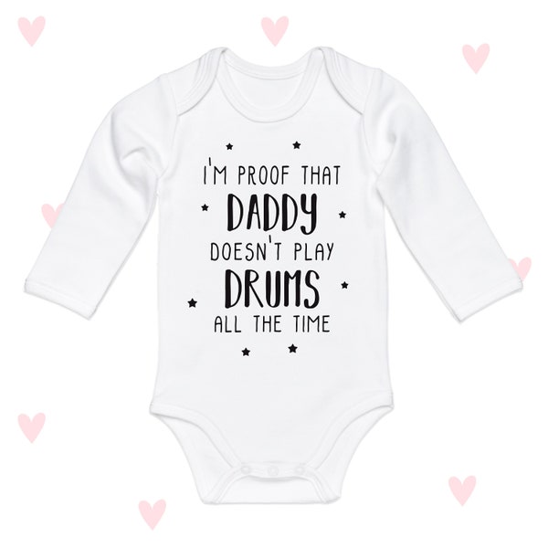 Drummer Daddy Baby Grow Funny Baby Announcement Musician Drum Kit Baby Gifts