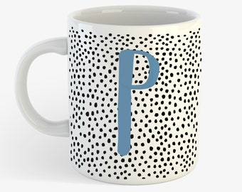 Colourful Mug Personalised Initial Name Polka Dots Cute