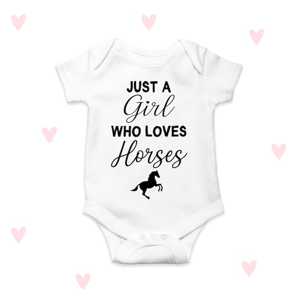 Love Horses Baby Grow Newborn Gifts Baby Girl Outfit Equestrian Pony Cute