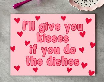 Pink Glass Chopping Board - Kisses for Dishes Kitchen Decor