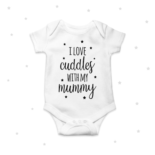 Cuddles Mummy Babygrow, Baby Shower, Baby Announcement, Personalised Baby Bodysuit, Unisex