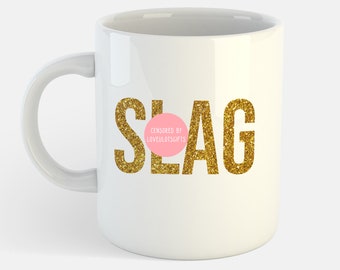 Glitter Slag Mug funny swear words gold glitter gifts