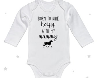 Body de bebé de manga larga con caballos de pony personalizados de Horse Baby Grow