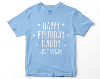Maglietta per bambini "Papà Compleanno", personalizzata, unisex, per figlia o figlio, buon compleanno