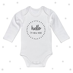 Hola bebé recién nacido crece manga larga lindo personalizado