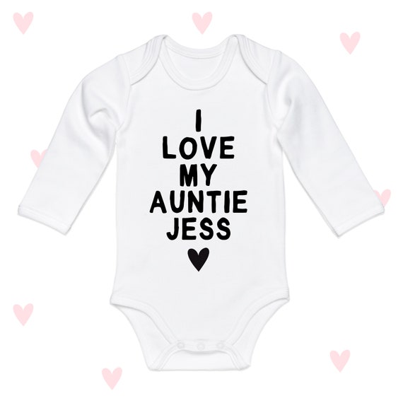 Baby Boy I Love My Auntie Personalised Baby Grow Love Aunty Baby