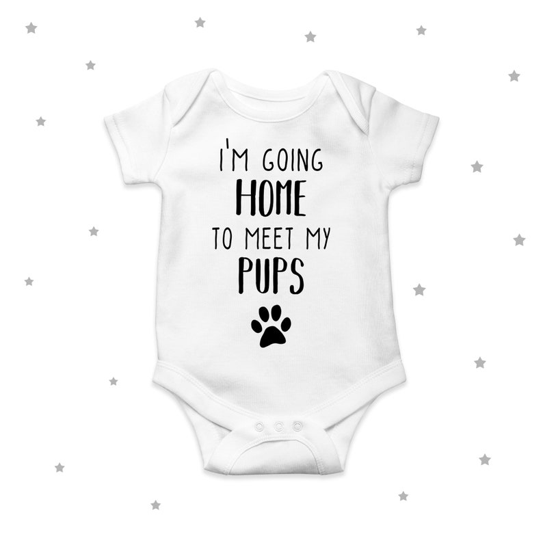 Going home to meet my pups dogs new baby cute home outfit babygrow