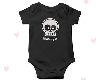Skull Baby Grow Embroidered Personalised Halloween Baby Outfit