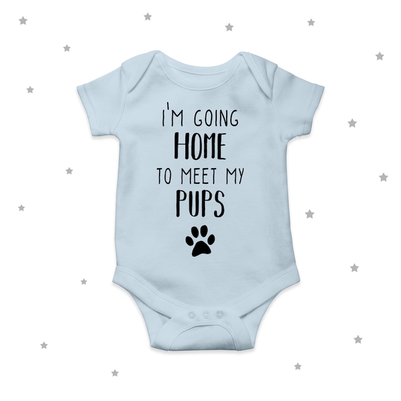 Going home to meet my pups dogs new baby cute home outfit babygrow