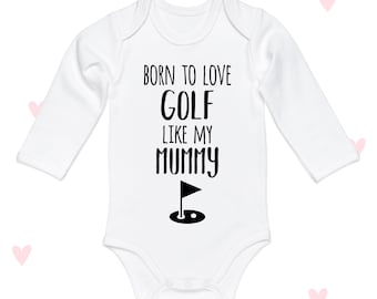 Body de bebé "Amo el golf como mamá": mono divertido de algodón de manga larga
