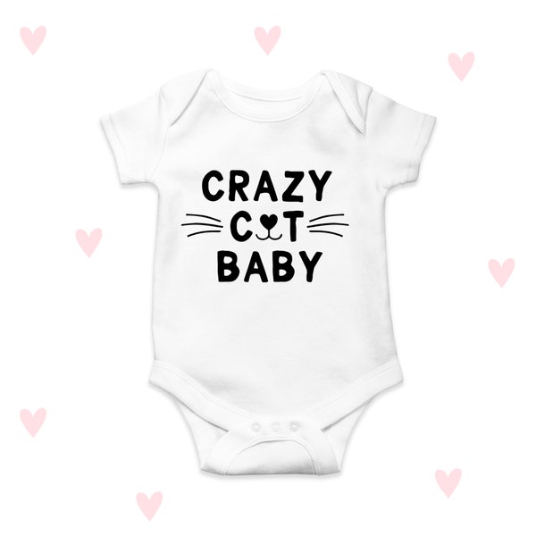 Cat Baby Bodysuit Baby Grow Funny Kitten Baby Gifts Personalised Crazy Cat Lady