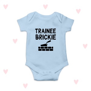Trainee Brickie Baby Grow Bricklayer Builder Boys Girls Baby Gifts