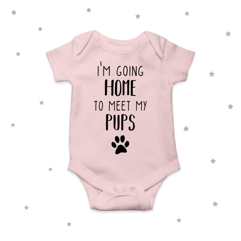 Going home to meet my pups dogs new baby cute home outfit babygrow