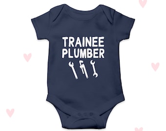Trainee Plumber Baby grow Personalised Baby Bodysuit Boys Girls Funny Baby Gifts