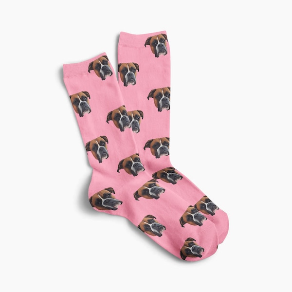 Cadeau de chaussettes personnalisées ! Cadeau personnalisé pour amoureux des chiens Tête de chien, tête de chat, tête d'animal de compagnie, chiot, tous les visages Chaussettes imprimées personnalisées